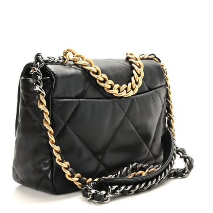 Chanel Shiny Goatskin Quilted Medium Chanel 19 Flap Black 3 of 10