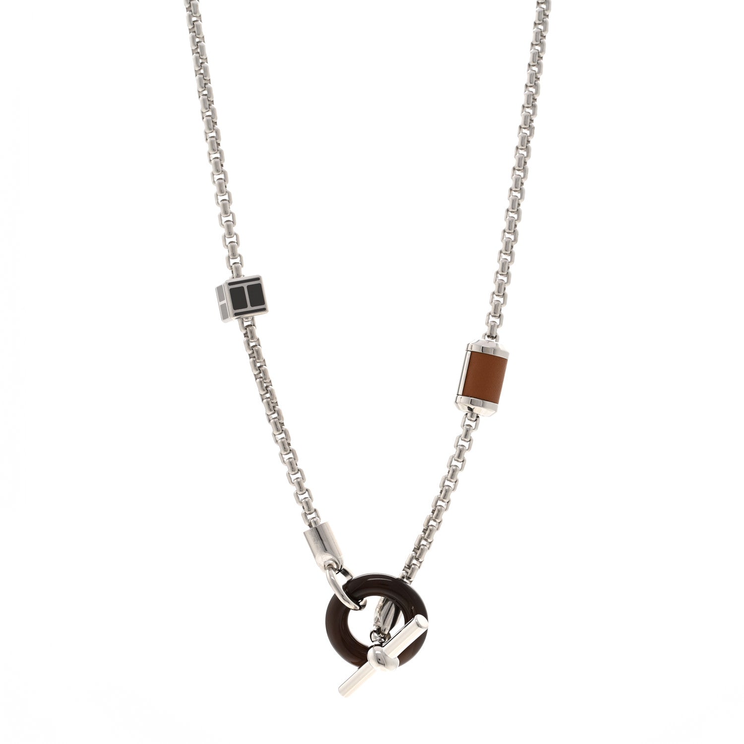 Hermes Palladium Buffalo Horn Swift Meli-Melo Necklace Gold 1 of 6