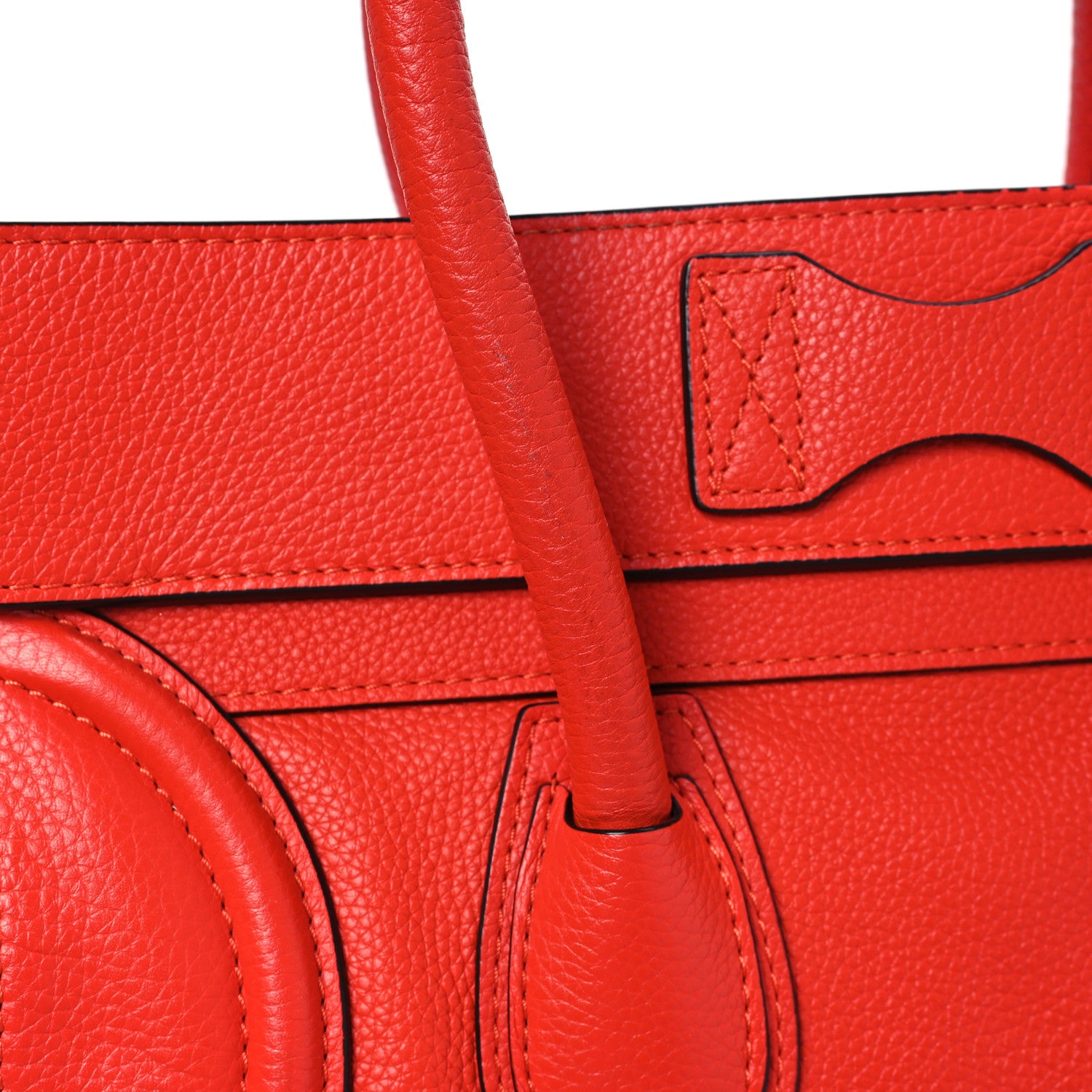 Celine Drummed Calfskin Mini Luggage Coquelicot 12 of 14