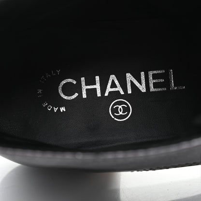 Chanel Metallic Calfskin CC Lace Up Boots 39.5 Silver Black 7 of 8