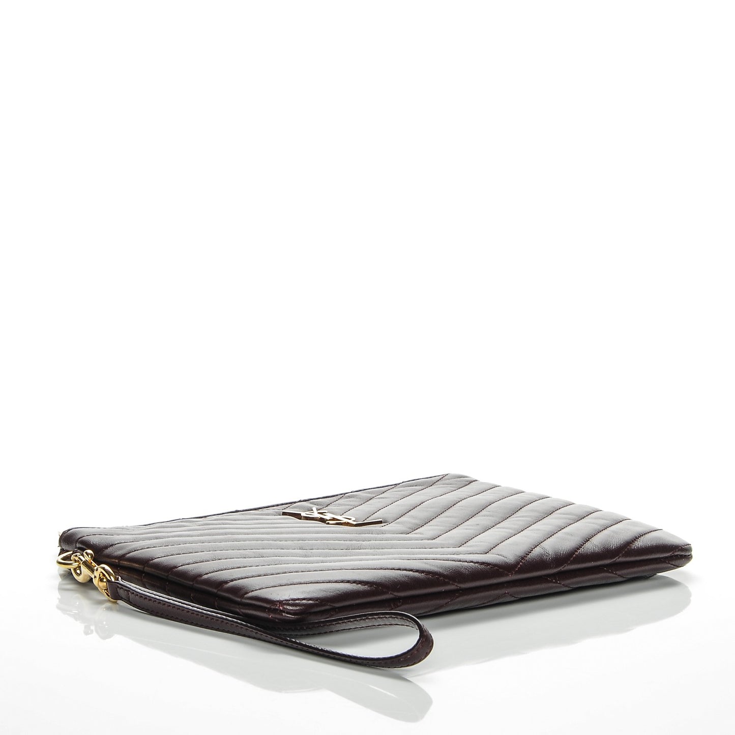 Calfskin Matelasse Chevron Monogram A5 Wristlet Bordeaux