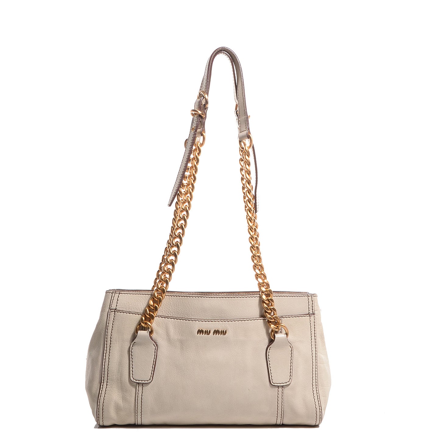 Leather Chain Shoulder Bag Ivory