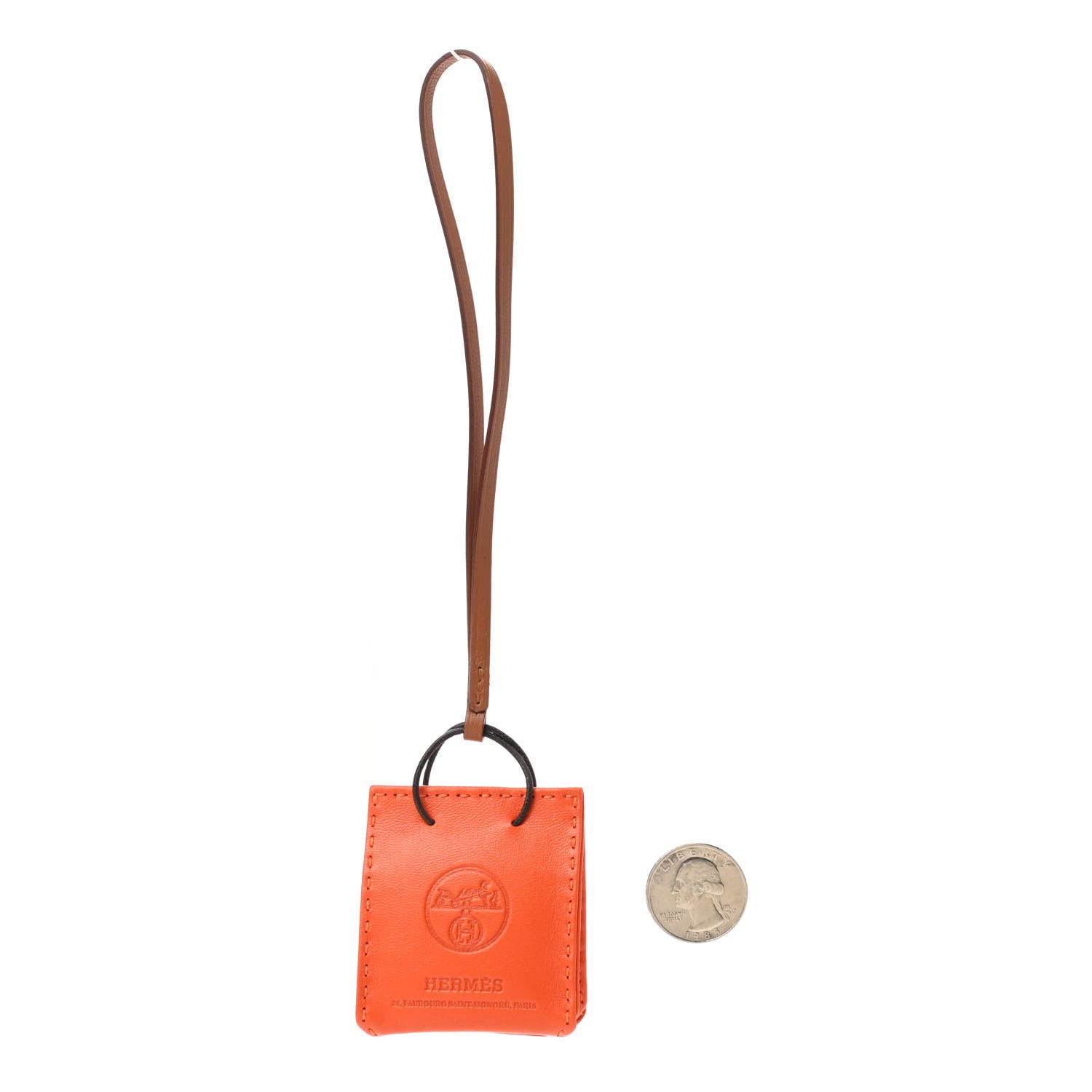Hermes Milo Lambskin Swift Shopping Bag Charm Feu Gold 2 of 4