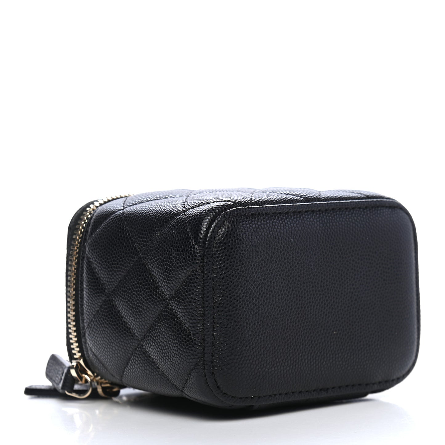 Caviar Quilted Mini Vanity Case With Chain Black