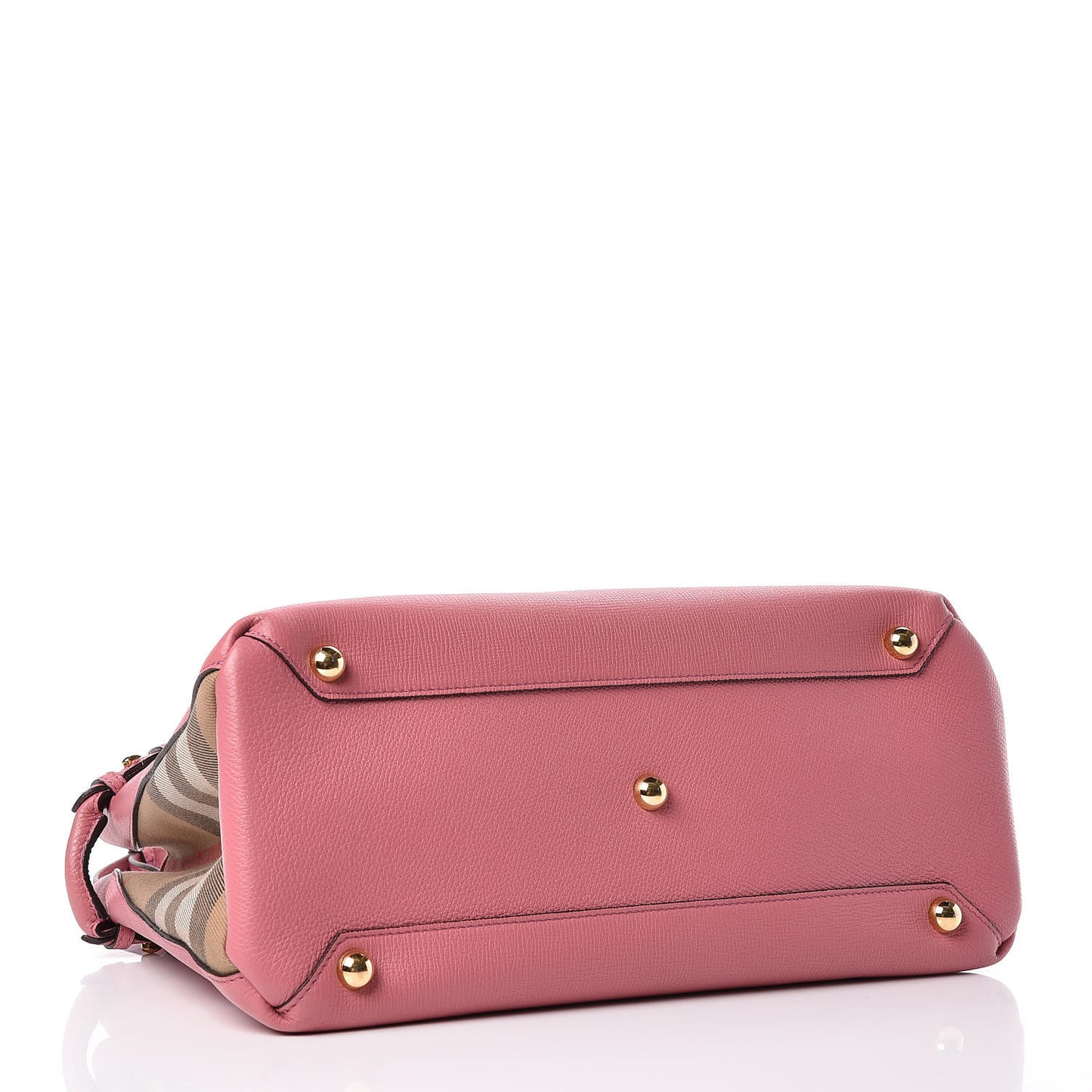 Grainy Calfskin House Check Medium Banner Tote Mauve Pink