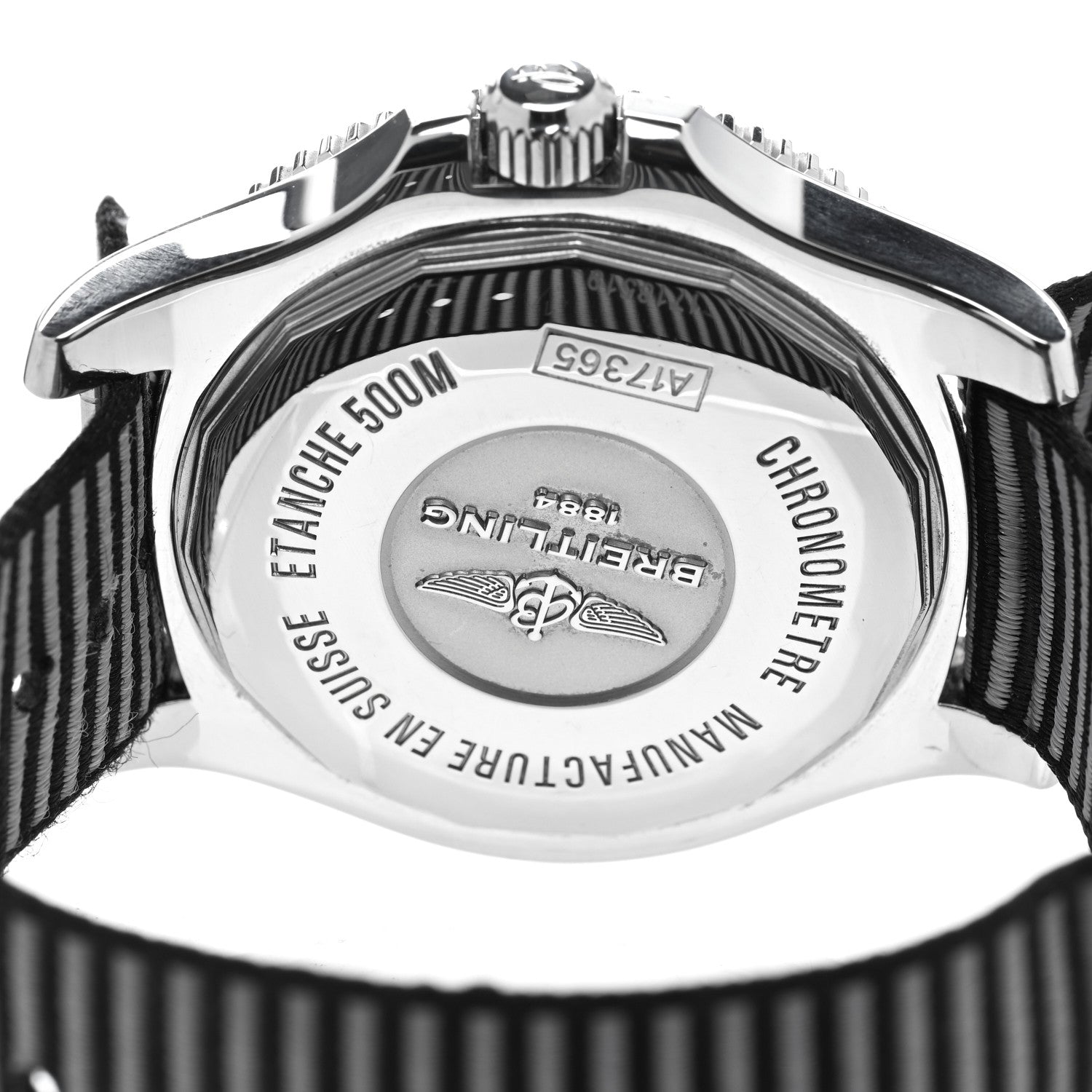 Breitling Stainless Steel Fabric 42mm Super Ocean Chronometer Automatic Watch Black A17365 4 of 5