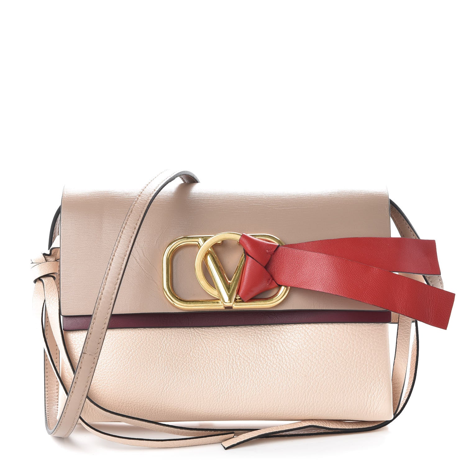 Valentino Garavani Smooth Calfskin Small VRing Crossbody Bag Rose Cannelle Light Ivory Cerise 1 of 10