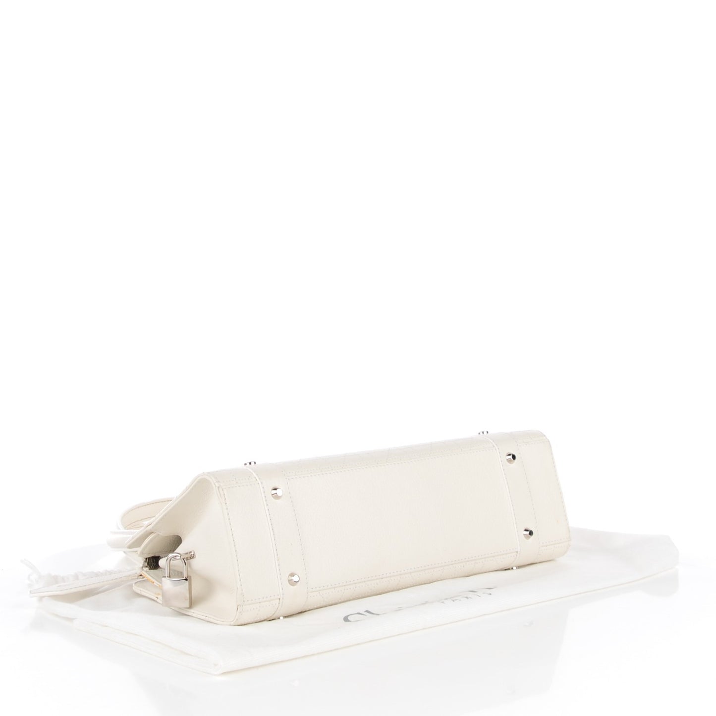 Calfskin Cannage Stitched East West Lady Dior White
