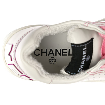 Chanel Calfskin Womens Logo Sneakers 36.5 White Pink 8 of 12