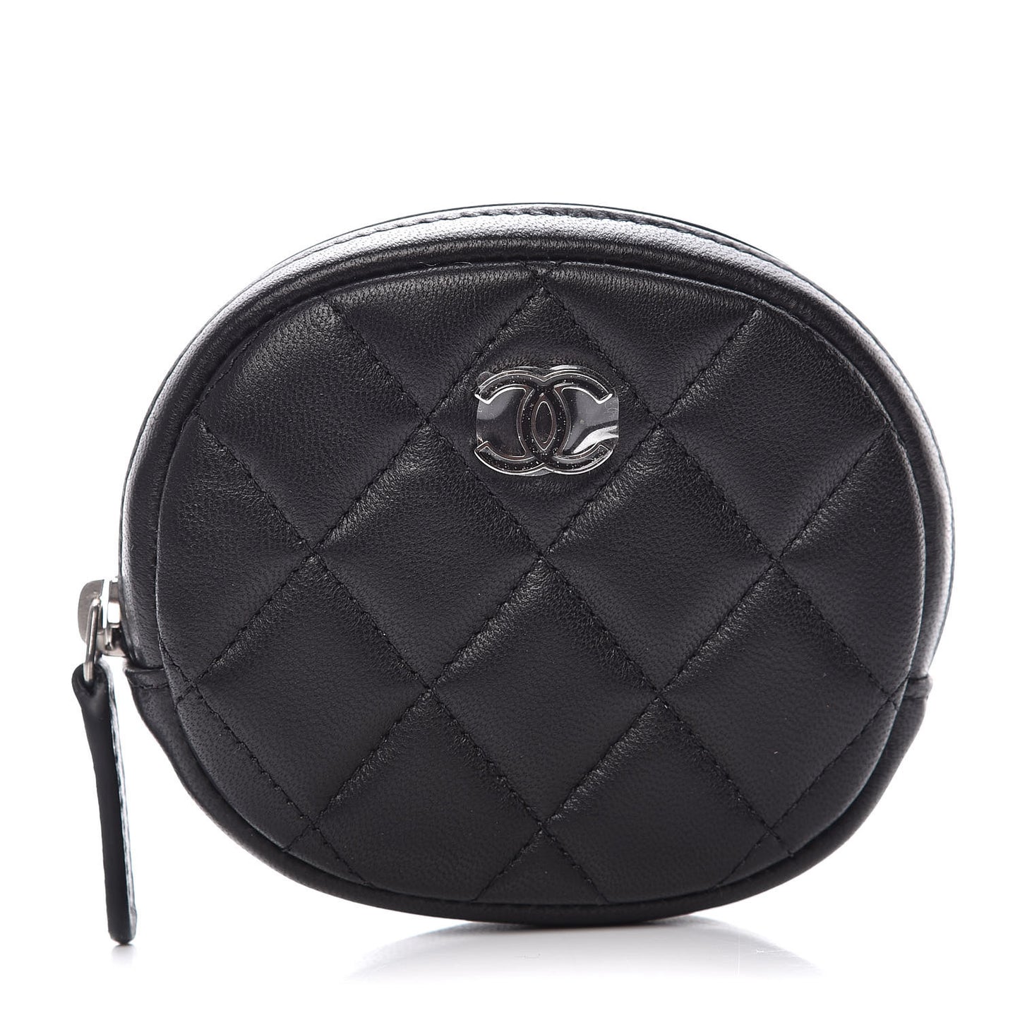 Lambskin Quilted Zip Around Classic Coin Purse Black