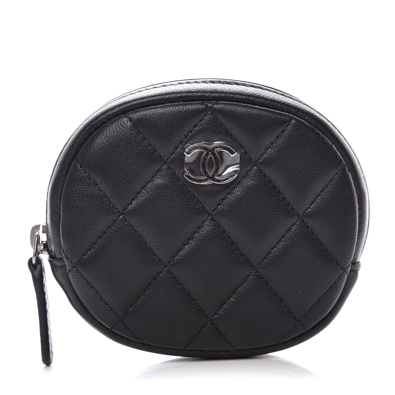 Chanel Lambskin Quilted Zip Around Classic Coin Purse Black 1 of 8