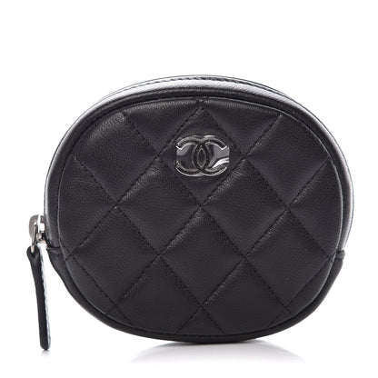 Chanel Lambskin Quilted Zip Around Classic Coin Purse Black 1 of 8