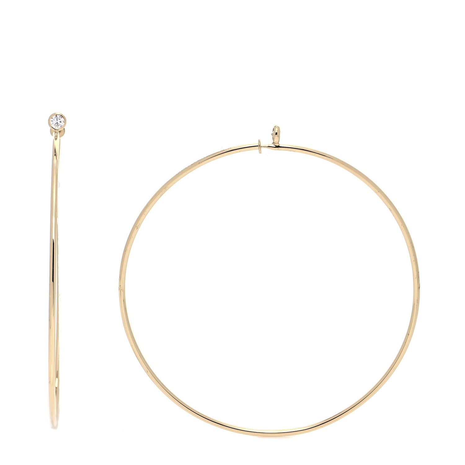 Tiffany 18K Yellow Gold Diamond Large Elsa Peretti Hoop Earrings 6 of 6