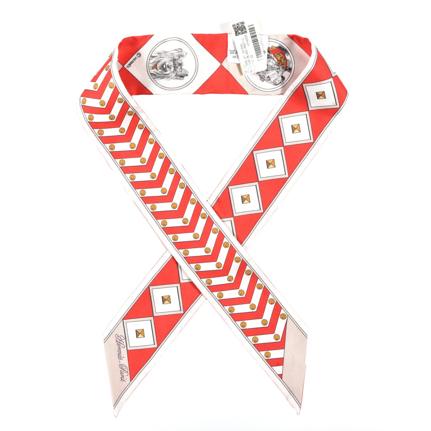 Silk Colliers Et Chiens Twilly Rouge White Mastic