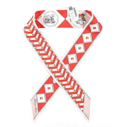 Hermes Silk Colliers Et Chiens Twilly Rouge White Mastic 1 of 3