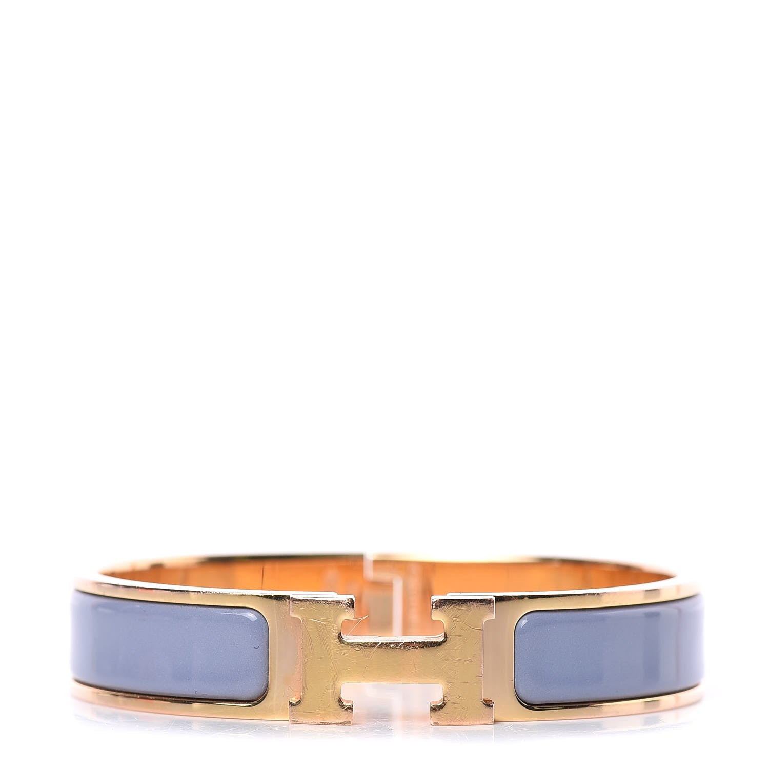 Hermes Enamel Clic Clac H Narrow Bracelet PM Bleu Lin 1 of 5