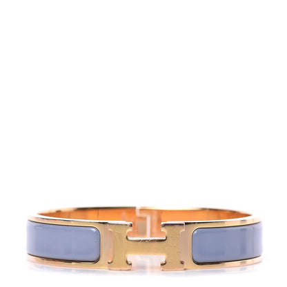Hermes Enamel Clic Clac H Narrow Bracelet PM Bleu Lin 1 of 5