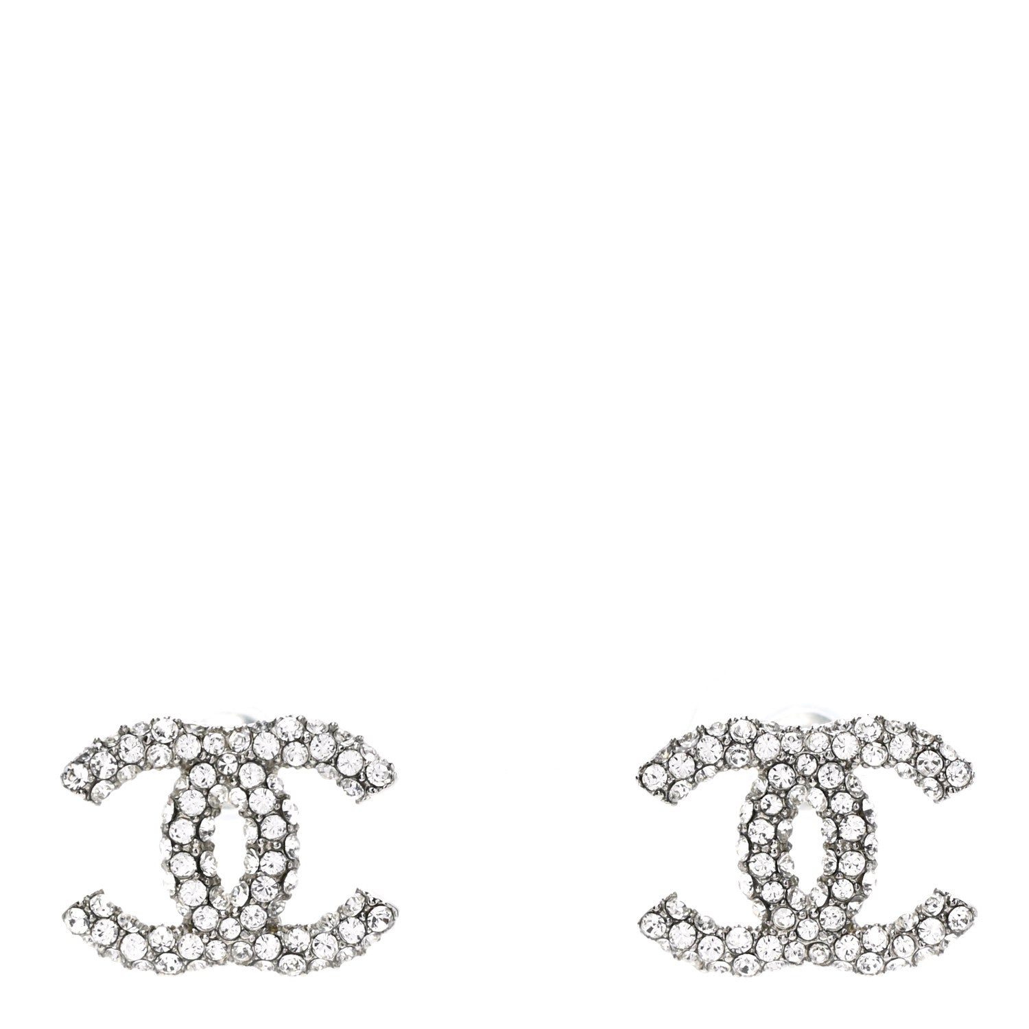 Chanel Crystal CC Earrings Silver 1 of 4