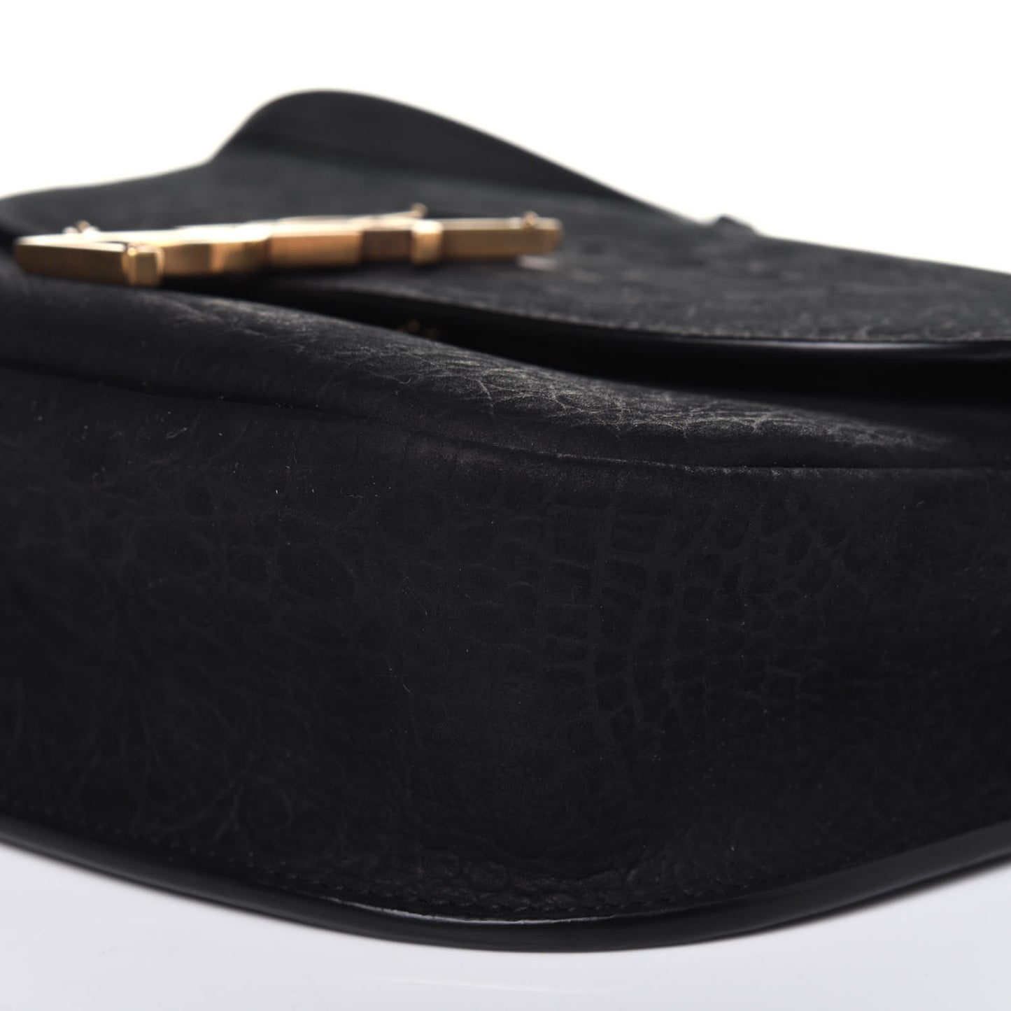 Crocodile Embossed Monogram Nubuck Medium Kaia Satchel Black