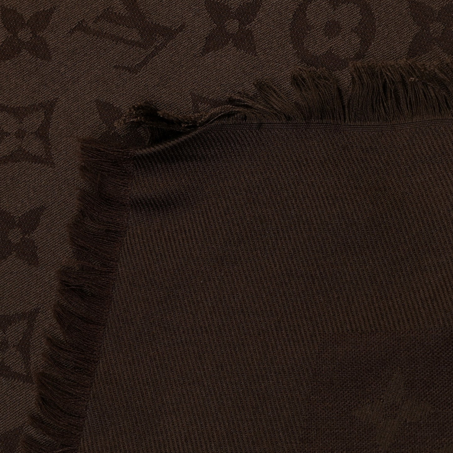 Silk Wool Monogram Shawl Brown