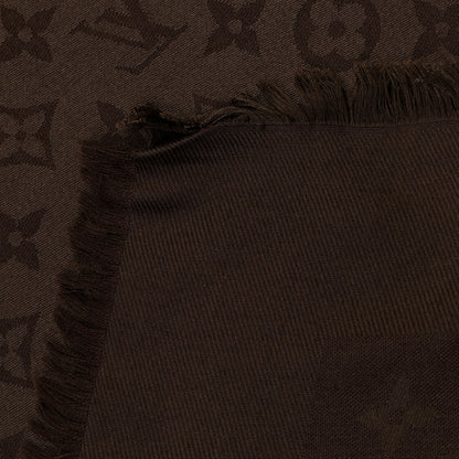 Louis Vuitton Silk Wool Monogram Shawl Brown 3 of 3