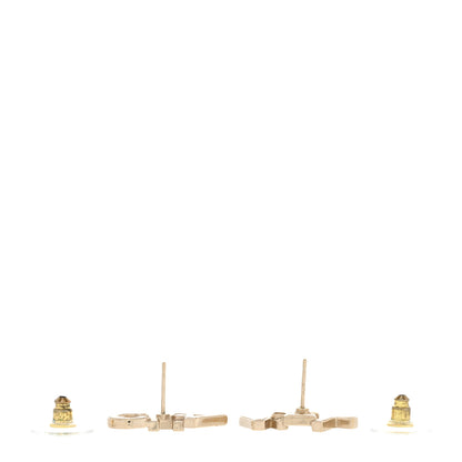 Chanel Crystal Cha-Nel Logo Earrings Gold 3 of 4