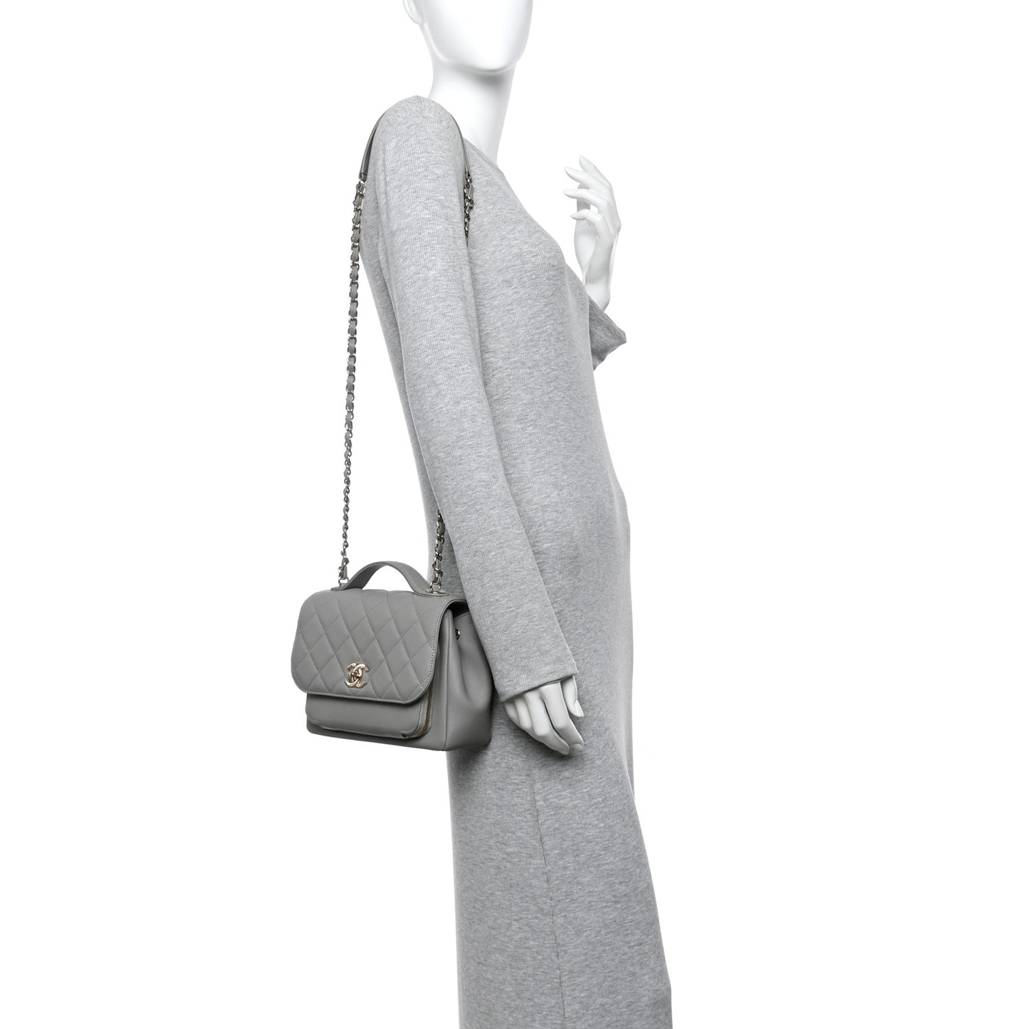 Caviar Quilted Medium Business Affinity Flap Grey