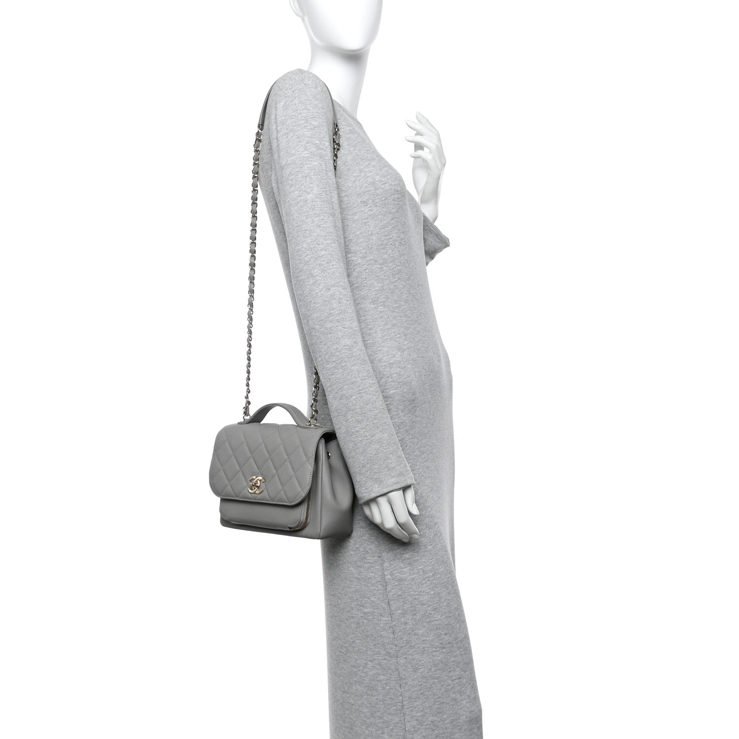 Chanel Caviar Quilted Medium Business Affinity Flap Grey 2 of 10