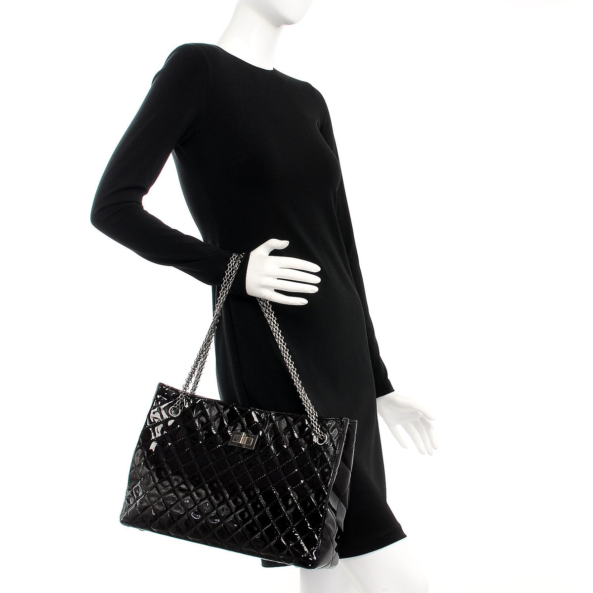 Chanel Patent Calfskin Quilted Reissue 2.55 Tote Burgundy 2 of 7