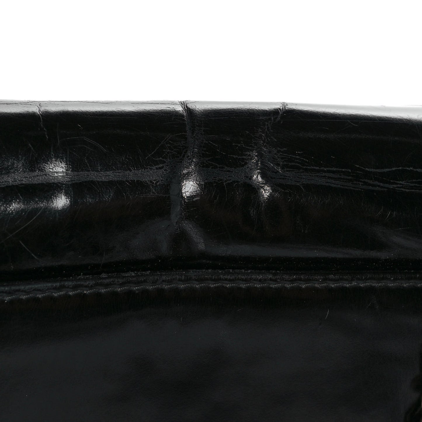 Glazed Calfskin Single Flap Black
