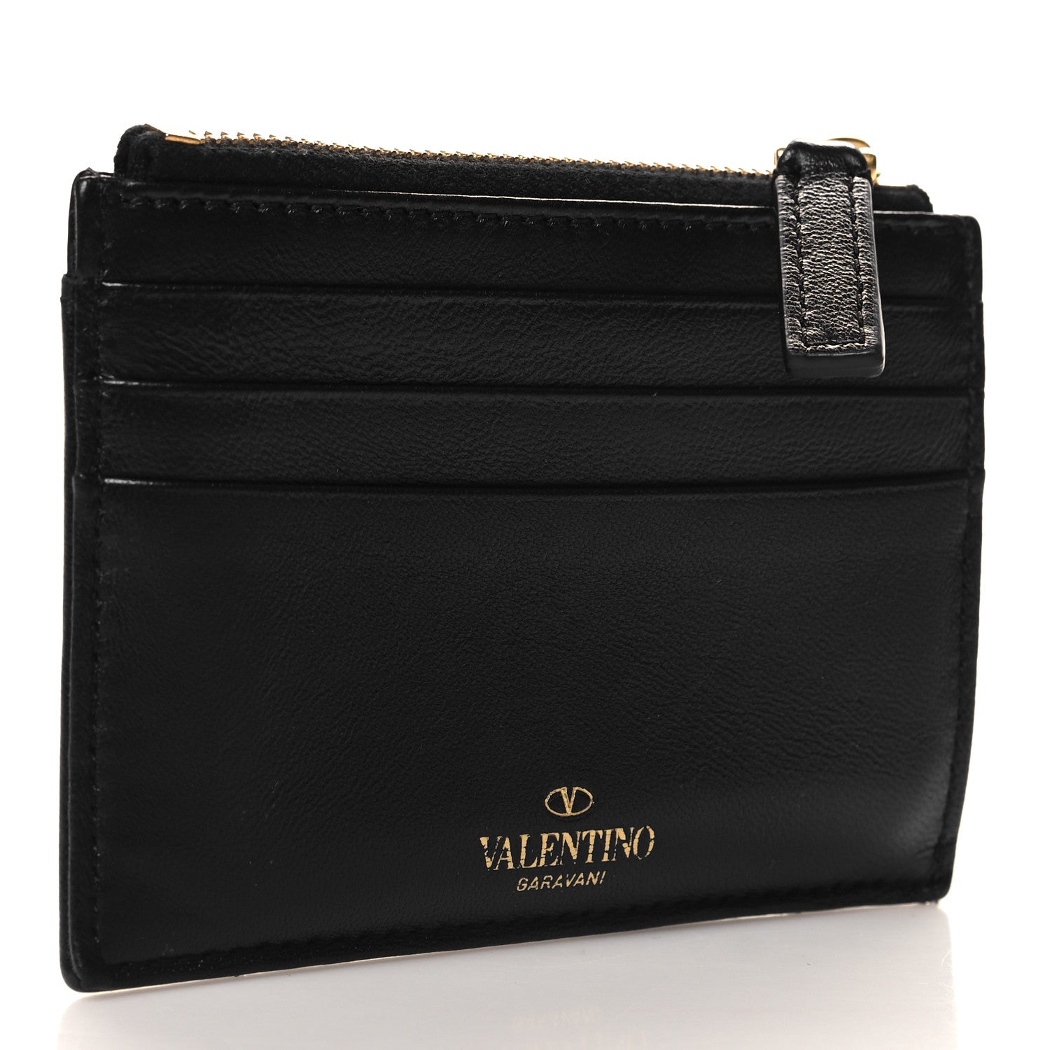 Valentino Garavani Nappa Roman Stud Zip Card Holder Black 3 of 8