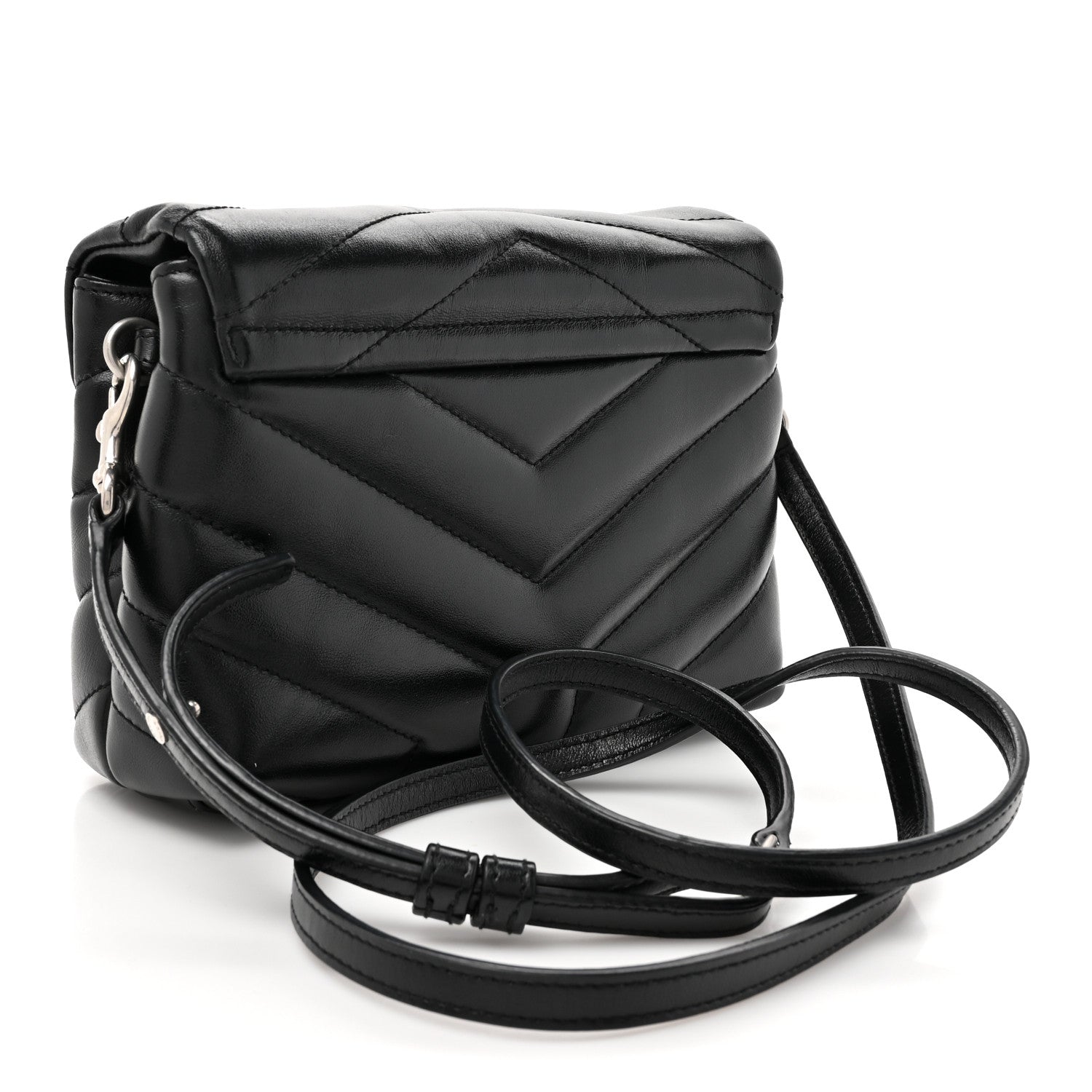 Saint Laurent Calfskin Y Quilted Monogram Toy Loulou Crossbody Bag Black 3 of 17