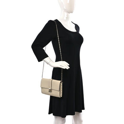Valentino Garavani Pebbled Calfskin Rockstud Flap Chain Bag Ivory 2 of 8