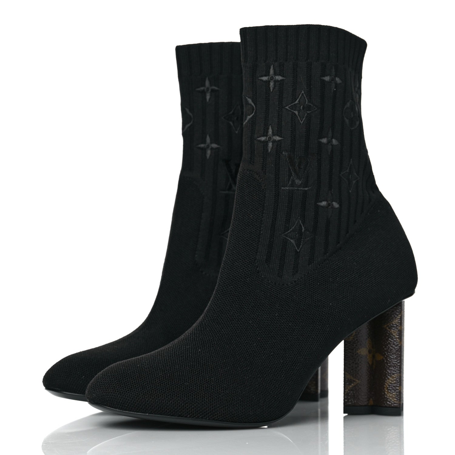 Louis Vuitton Monogram Stretch Fabric Silhouette Ankle Boots 39.5 Black 3 of 7