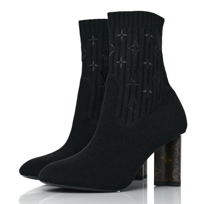 Louis Vuitton Monogram Stretch Fabric Silhouette Ankle Boots 39.5 Black 3 of 7