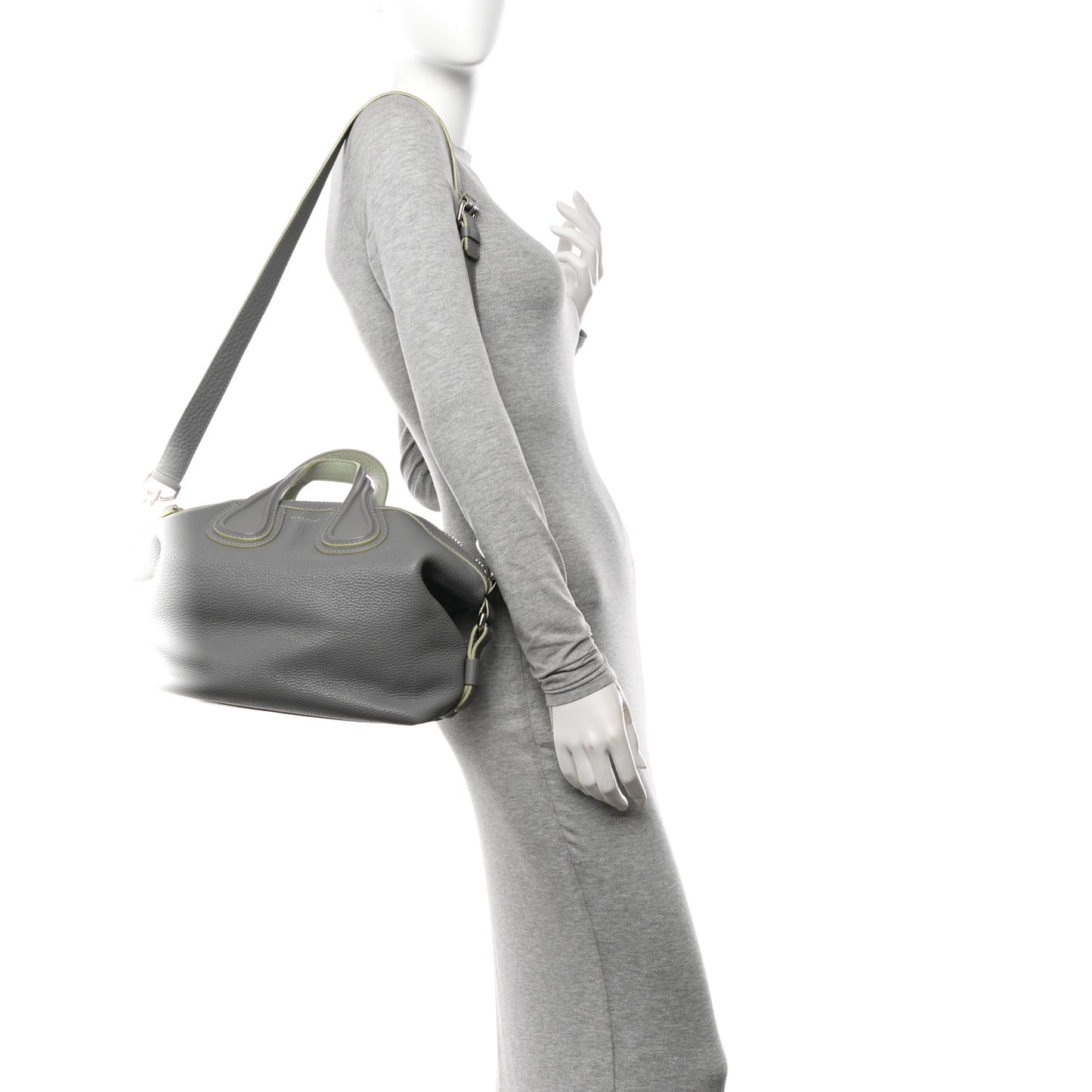 Pebbled Calfskin Small Nightingale Pearl Grey
