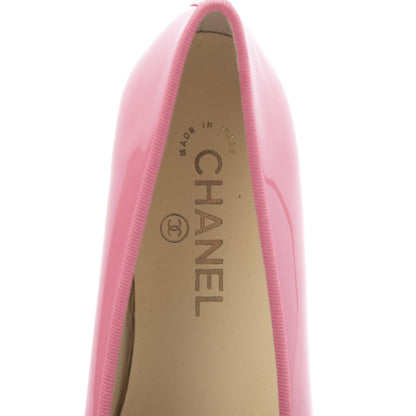 Chanel Patent CC Cap Toe Ballerina Flats 37.5 Light Pink 8 of 9