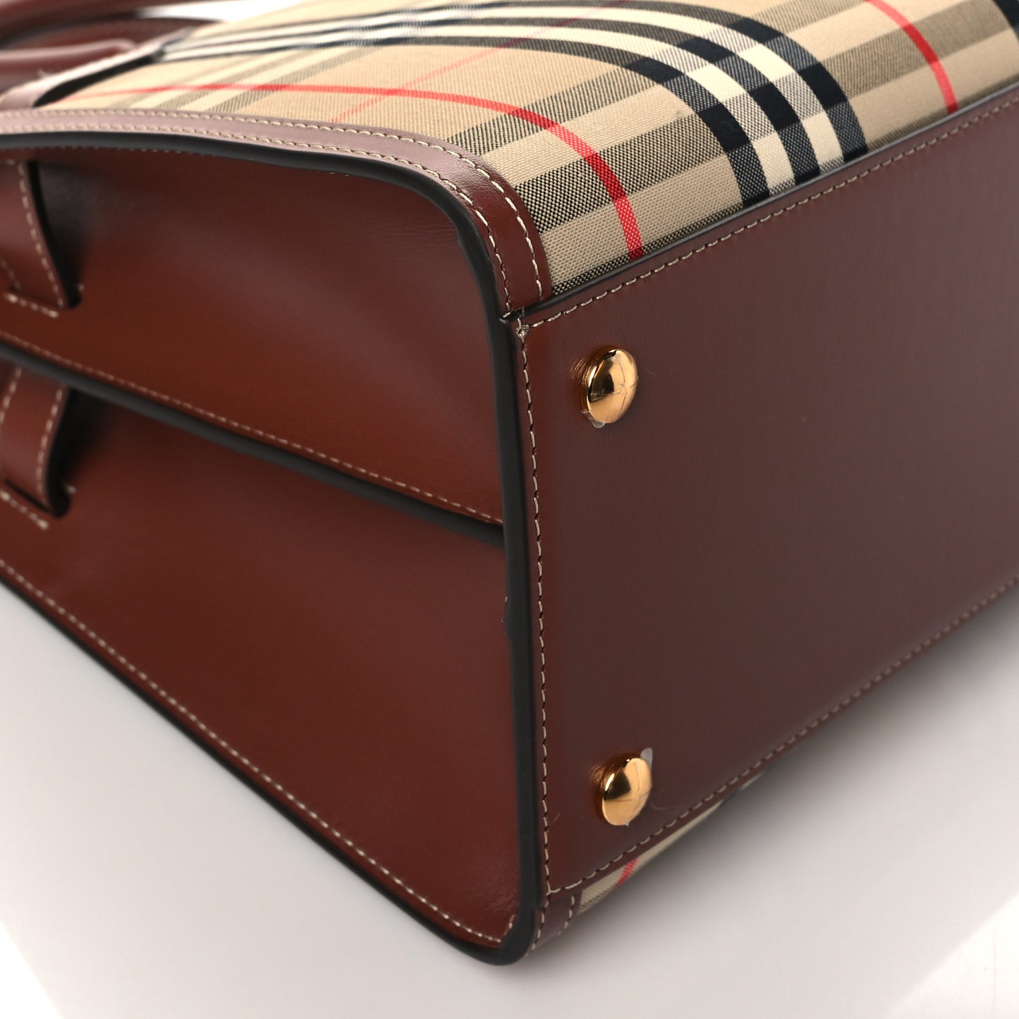 Calfskin Vintage Check Two Handle Title Bag Archive Beige