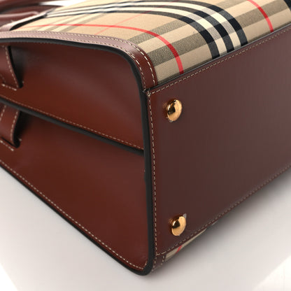 Burberry Calfskin Vintage Check Two Handle Title Bag Archive Beige 10 of 11