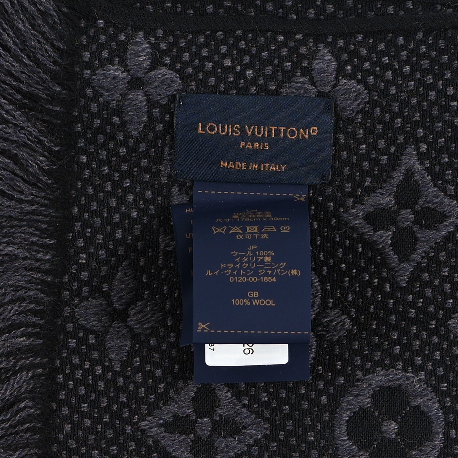 Louis Vuitton Wool Monogram Classic Scarf Charcoal Grey 3 of 3