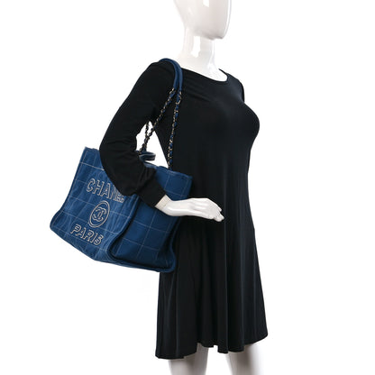 Chanel Cotton Medium Deauville Tote Blue White 2 of 12