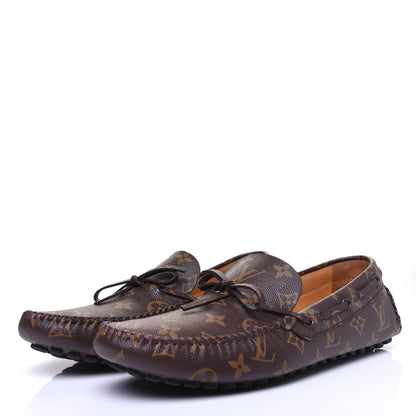 Louis Vuitton Monogram Mens Arizona Car Shoe Moccasin Loafers 9 Macassar 3 of 13