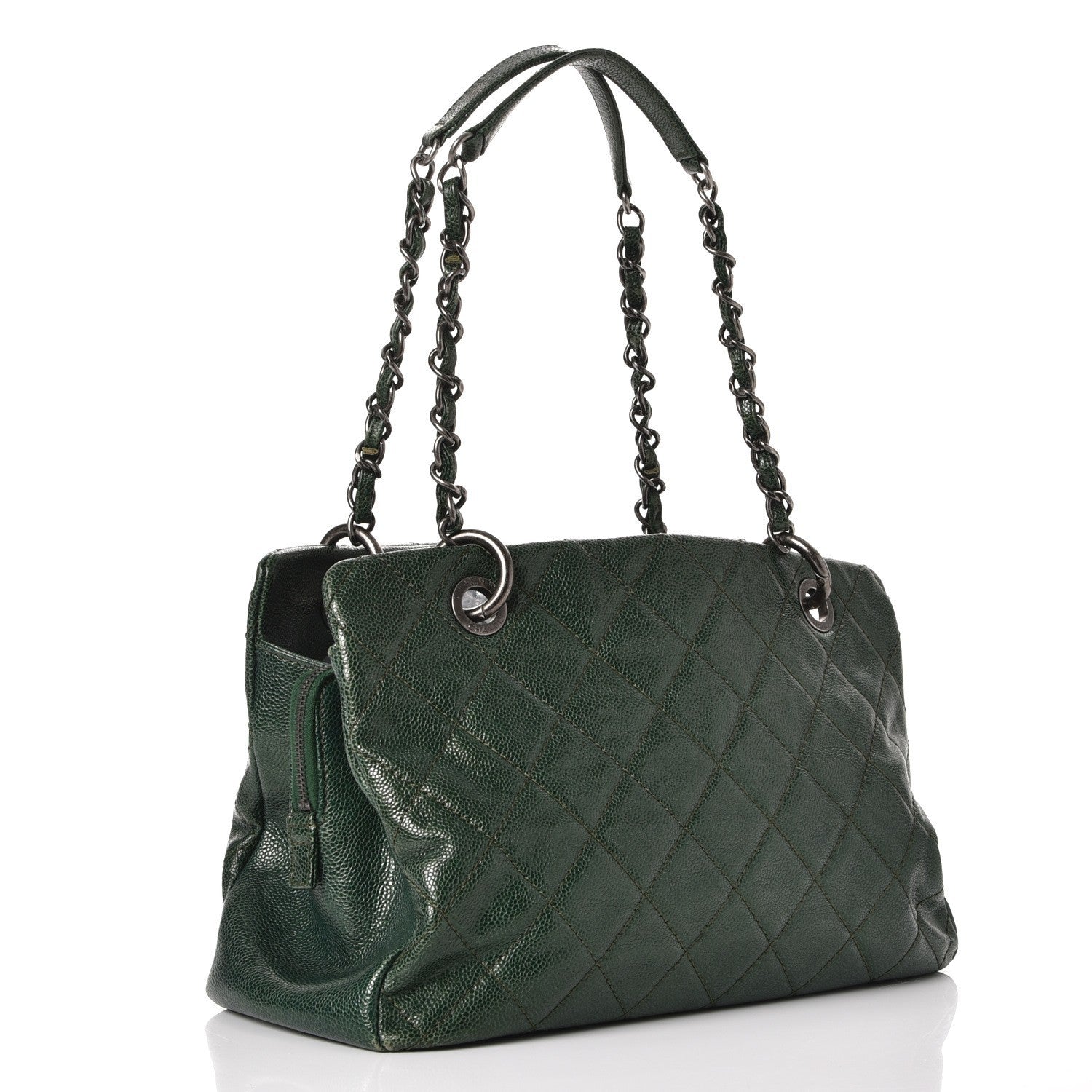Chanel Caviar Chic Shopping Tote Dark Green 3 of 12