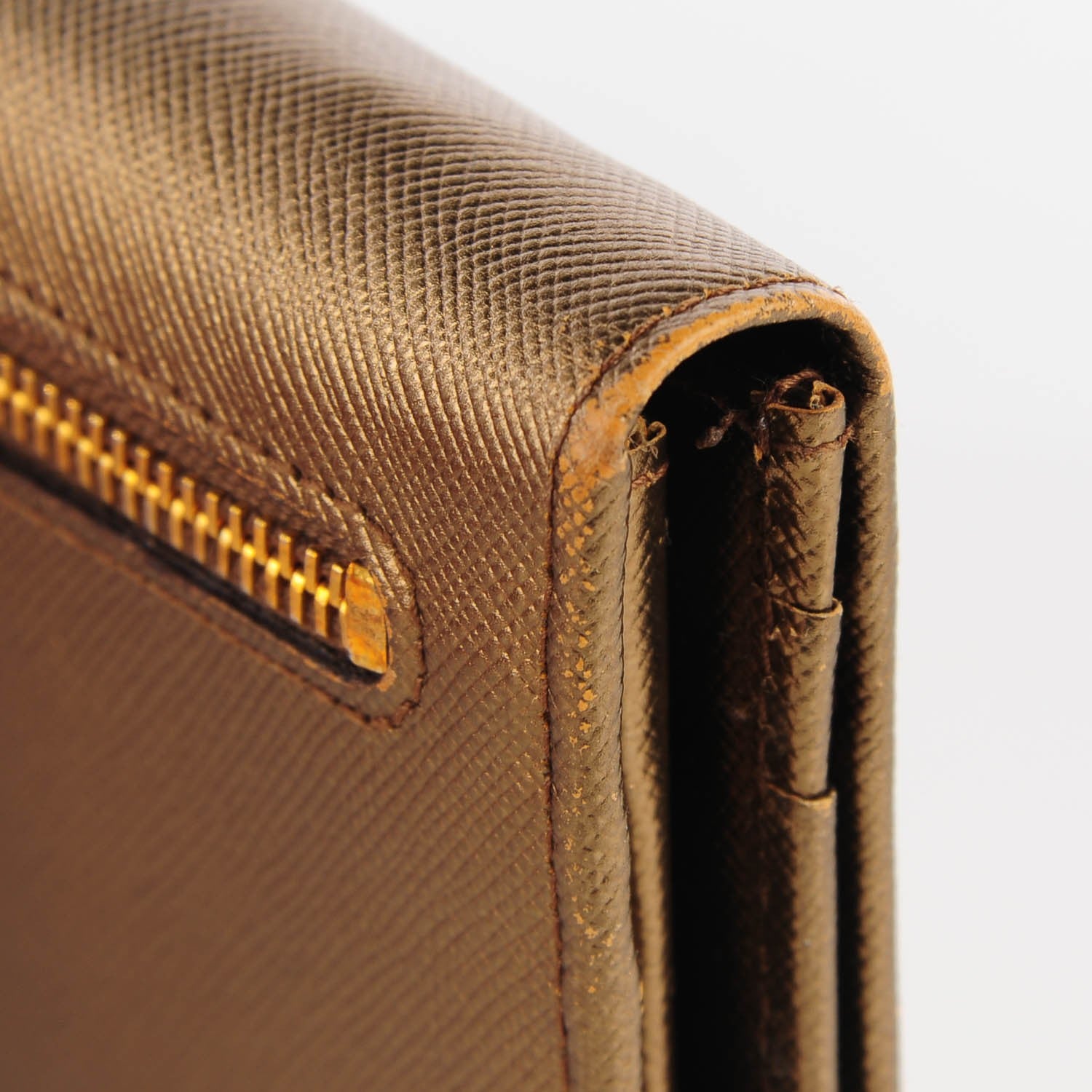 Prada Saffiano Triangle Continental Flap Wallet Bronzo 3 of 12