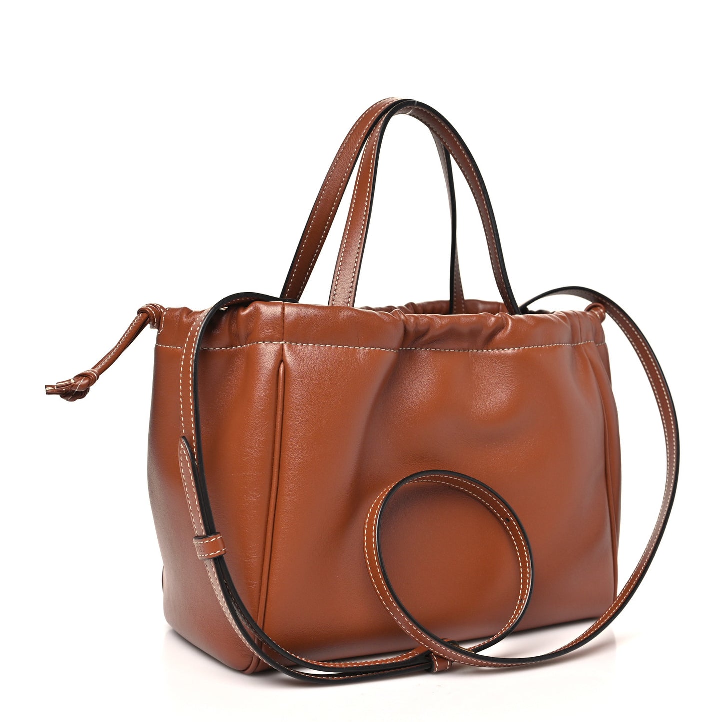 Smooth Calfskin Cuir Small Triomphe Cabas Drawstring Tan