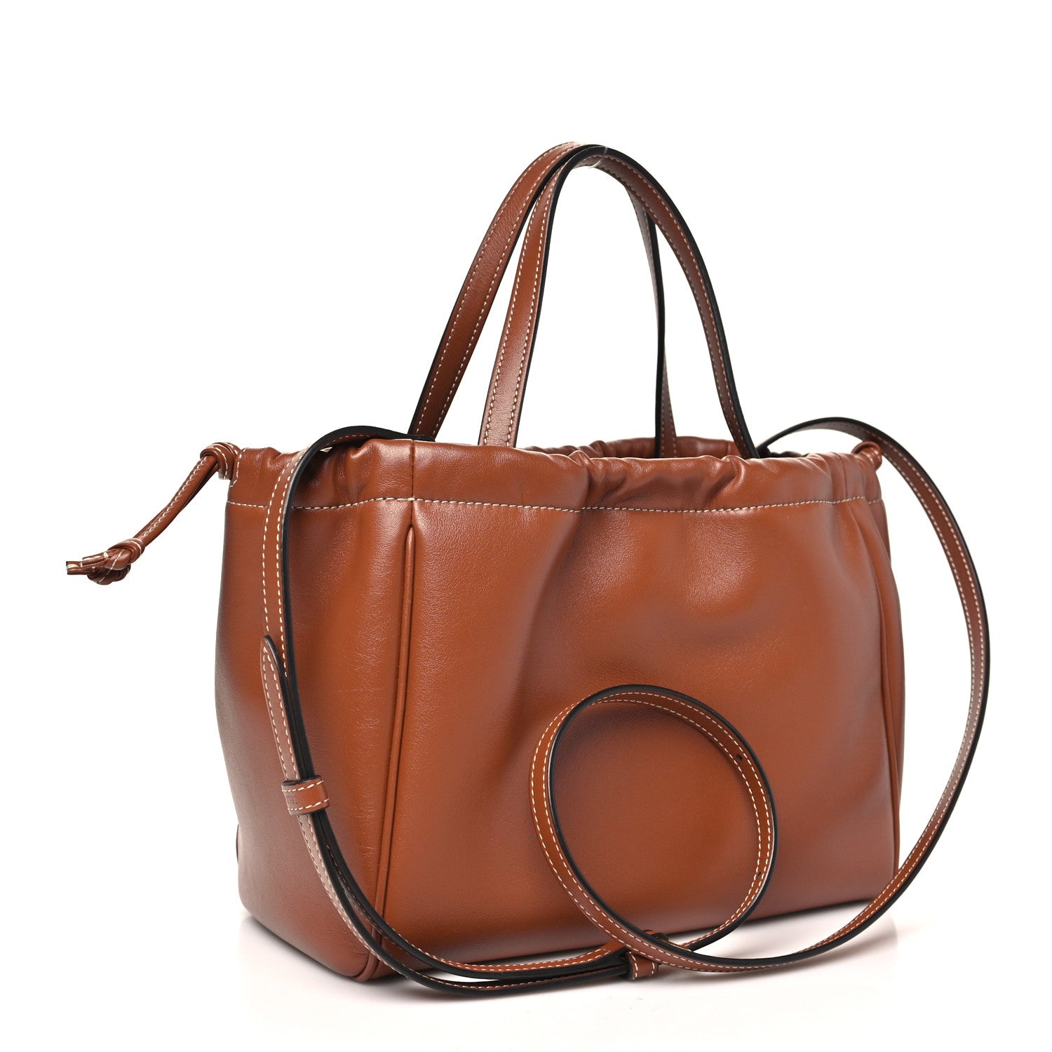 Celine Smooth Calfskin Cuir Small Triomphe Cabas Drawstring Tan 3 of 9