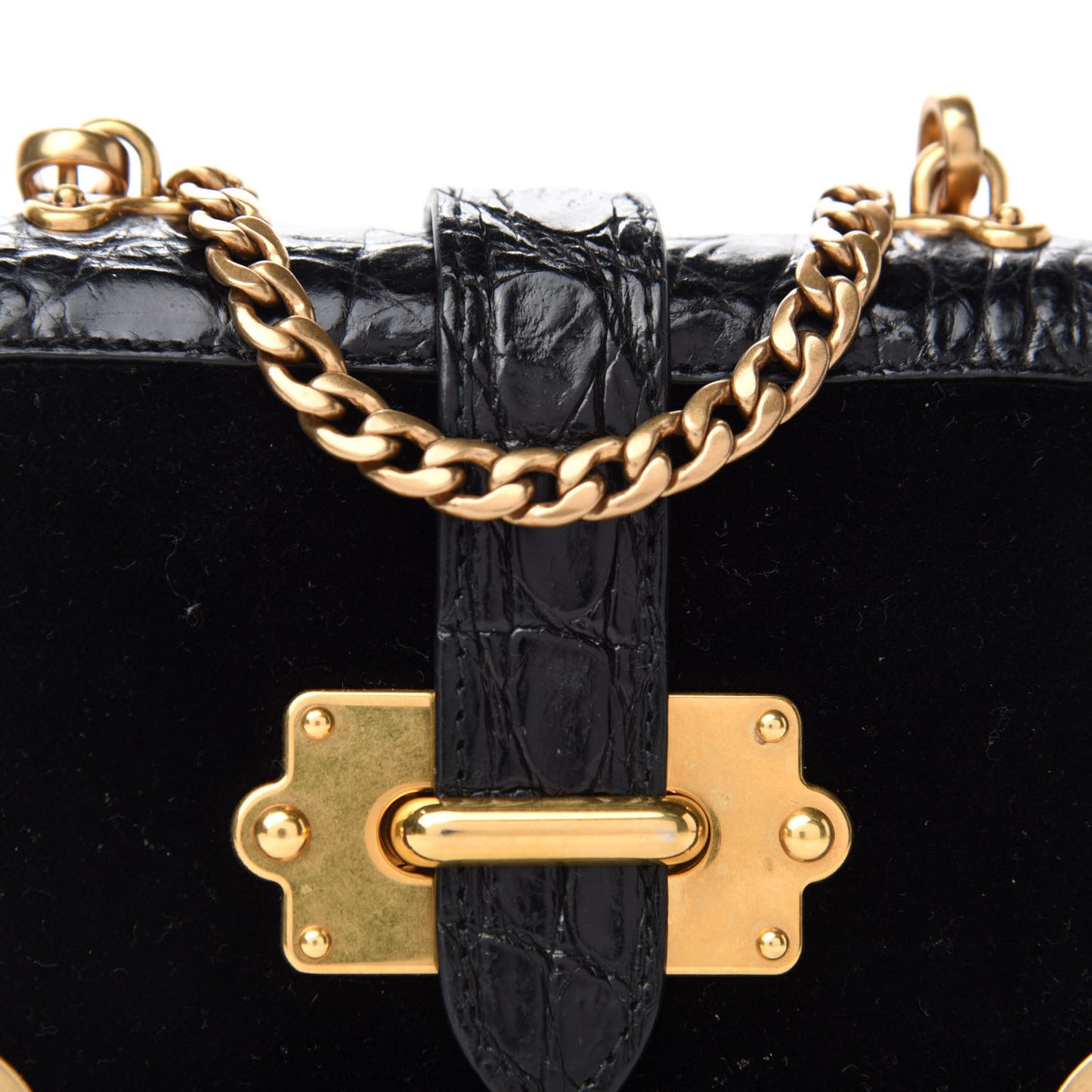 Velvet Crocodile Micro Cahier Bag Black