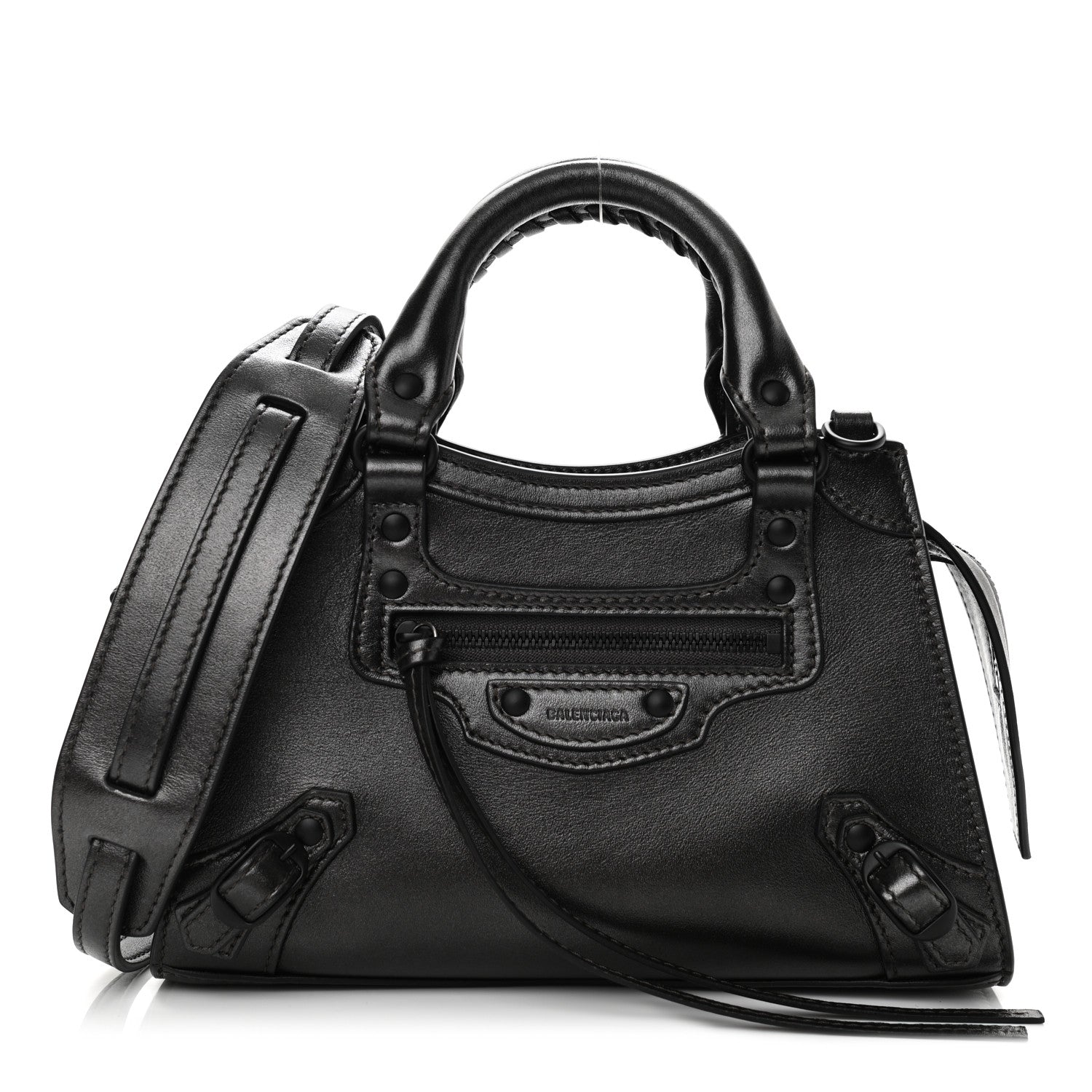 Balenciaga Smooth Calfskin Neo Classic Black Hardware Mini City Gunmetal 1 of 11