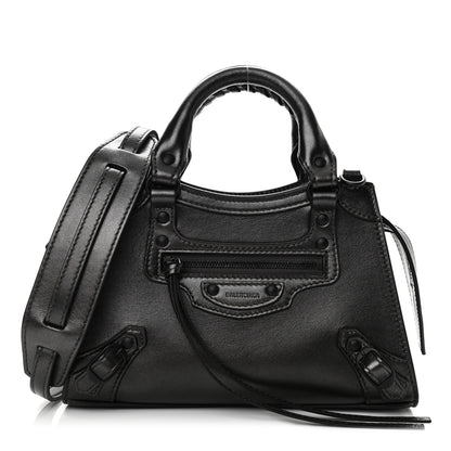 Balenciaga Smooth Calfskin Neo Classic Black Hardware Mini City Gunmetal 1 of 11