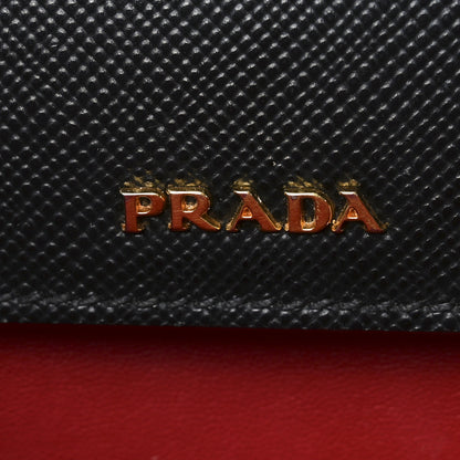Prada Saffiano Cuir Large Double Bag Black Fuoco 6 of 9